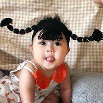 Cotton Princess newborn baby hair band Cute Fontanelle wig Cow tendon pigtail Baby hair accessories Girl headdress