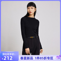 LILY2022 spring new women dress trendy small high collar base 100 hitch set head silver silk long sleeve woolen sweatshirt