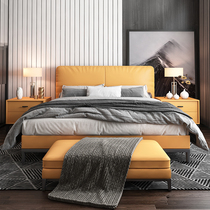  2020 Italian light luxury Hong Kong-style master bedroom Napa leather bed 1 8 net red ins modern simple wedding bed love horse yellow