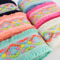 4 5CM color checkered jacquard decorative headdress clothing collar silk row mustache tassel webbing ethnic lace accessories
