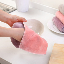 Kitchen cleaning cloth Double-sided non-stick oil dishwashing cloth Tablecloth Absorbent non-hairless thickened rag wipe floor furniture
