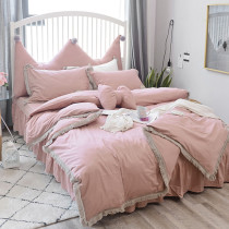 Cotton bed four-piece cotton princess style European simple bed skirt bed cover Korean ruffle double bed
