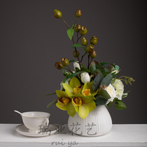 High-end Butterfly Lan Emulation Floral Swing Piece Dining Room TV Cabinet Potted Decoration Fake Flower Orchid Suit Furnishing