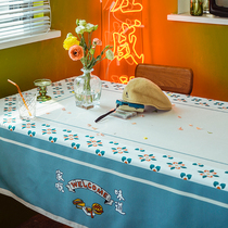 Zuo Hamilton Road Hong Kong Style retro Port style geometric plaid table cloth table mat Decorative fabric Dining tablecloth Coffee table tablecloth