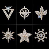 Mens fashion cross star small breast needle plated with fine zircon high - end suit accessories accessories rudder button