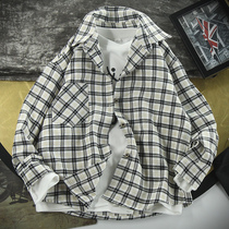 Boys plate shirt 2022 Spring and Autumn new model of the big childs thin sleeve shirt childrens Han Edition Boy tide