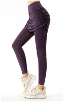 New high waist yoga pants drawstring skirt ankle-length pants running fake two pieces anti-light sports hip skirt pants