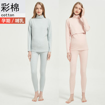 Pregnant Woman Autumn Clothes Autumn Pants Suit Thickened Breastfeeding breast feed Pregnant Woman Warm Lingerie Woman in pure cotton