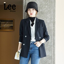 LEE dizzo blazer women personality Korean 2021 autumn winter slim plaid double breasted small suit top
