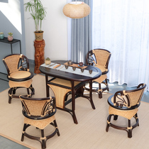 Balcony tea table and chair combination of small tea table solid wood minimal modern office kung fu tea table