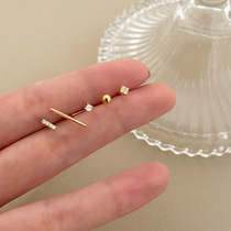  (five-piece set)earrings 925 silver needle net red cold wind simple female small earrings personality earrings ins tide