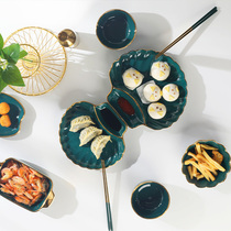 Nordic Light Lavish Ceramic Dumplings Pan Steamed Dumplings Steamed Shrimp Breakfast Pan With Vinegar Dish Sushi Pan Dip Saucepan Dish