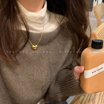 Metal cold wind love titanium steel necklace female ins tide simple niche design sense do not fade sweater chain accessories