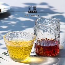 Chuxue ins wind Japanese hammered glass cup teacup water cup handmade household Japanese whiskey cup Western wine glass
