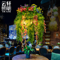 Music restaurant Plant chandelier Industrial wind Flower bar Qing Bar Hot pot shop Barbecue bar Deck decorative lamp chandelier