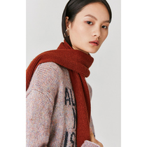 LILY winter new womens simple solid color double-sided ribbed rectangular knitted scarf 119410AZ482