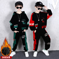 next inss Boys velvet suit 2020 autumn and winter childrens clothing thickened in the big childrens hip-hop childrens two-piece set tide