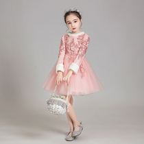 Girls Thickened Velvet Dress Princess Dress Long Sleeve little girl flower girl wedding Childrens piano performance suit autumn and winter