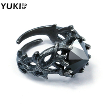 YUKI Heart of the Night Silver Ring Retro European and American Gothic Mens Girls Temperament Silver Jewelry Nightclub Accessories