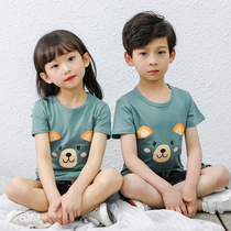 ins childrens clothing cartoon comfortable children boys and girls baby brother and sister clothes foreign style T-shirt short sleeve cotton summer clothes