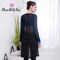 Yoga clothing coat womens autumn and winter long-sleeved slim fitness clothes slim yoga clothing hollow jacket