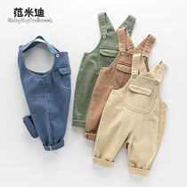 Baby strap pants spring and autumn boys casual trousers childrens one-piece suspenders baby pants 1-3-4 Foreign