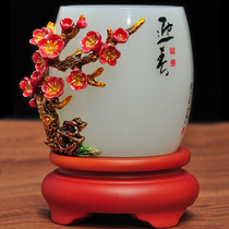 Glazed Jade Pen Holder Swing Piece Boss Leader Office Desk Swing Piece Send Teacher Gift Idea Creative Practical Custom Gift