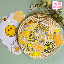 Handbook sticker cute notebook diy handbook decorative sticker 50 matte film yellow series small fresh handbook