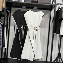 MRMW2021 summer new design sense niche acetate satin dress women lace-up waist skinny skirt