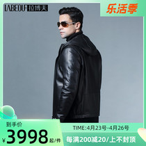 Labov Real Cotton Sheepskin Leather Clothing Mens Hat Leather Jacket Man Style Mid Youth Locomotive Big Code Leather Jacket