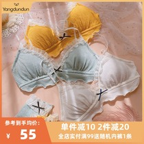 Japanese girl underwear set cotton triangle cup no steel ring bra female breast small girl bra lace sexy