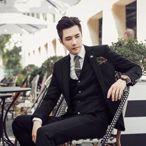 Hong Kong western-style suit mens three sets of elastic-free wedding gown casual business dress up for a small suit