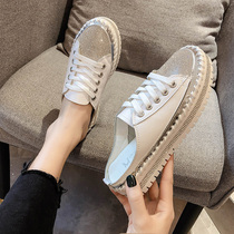 Chao brand Baotou half slippers women wear heel-less 2021 new Korean version of thick-soled sandals to increase lazy white shoes