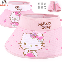 Hello Kitty Childrens Hats Summer Sunshade Big Hat Brim Girl Sun Hollow Hat Girl Princess Baby Baby