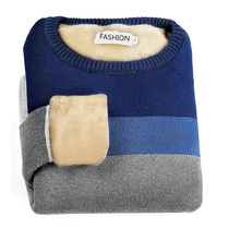 Mens sweater plus velvet thickened 2020 new autumn and winter Korean trend youth warm base sweater