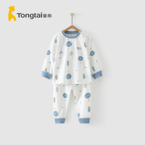 Tongtai Four Seasons baby cotton underwear men and women Baby 5 months-3 years old shoulder open shirt pants suit