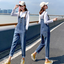 Autumn fashion retro strap jeans comfortable natural fashion wild cute pure