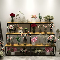 Flower shop display rack storage rack Wrought iron ladder Floor-to-ceiling flower pot storage rack Fresh trapezoidal flower rack Three-layer ladder