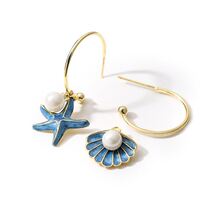 Storm Dancing Na Zako The Same Kind Of Blue Asymmetrical SeaStar Shells Earrings 2021 Women Personality Foreign Air Ear Accessories Tide