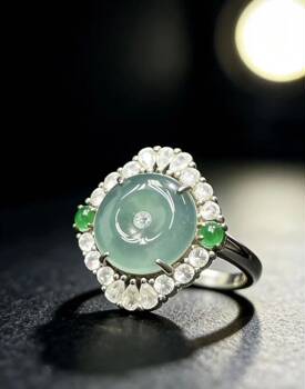 Natural grade a jadeite ping an buckle ring