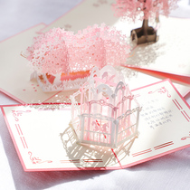 High-end 3D three-dimensional greeting card folding couple diy handmade homemade Teachers Day High-end creative thank you letter gift birthday small card paper writing generation handwritten Tanabata Festival can be customized Valentines Day