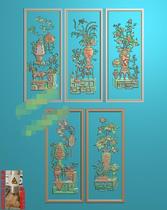 Bogu vase side board four seasons flower top box cabinet sculpture jdp relief map gray-scale wood carving picture computer carving