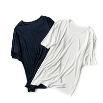 White pure heavy silk short sleeve T-shirt mens export summer clothing foreign trade slim mulberry silk black round collar half sleeve t tide