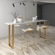 Nordic modern simple bar table Marble gold light luxury bar chair High stool Leisure Wrought iron bar table and chair