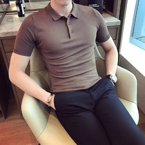 21 new summer knitted mercerized cotton short sleeve light business T-shirt Net red yuppie stand collar polo shirt mens Tide brand