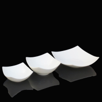 Western Bowl special-shaped bowl plate household bone china four corner bowl western pure white ceramic fruit salad bowl dessert bowl creative