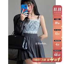 Spot Barbie white lace sling female 2021 summer new pure desire inside and outside wear sexy lace shirt