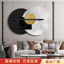  Round crystal porcelain painting Light luxury three-dimensional living room decoration painting personality abstract hanging painting Modern marble mural