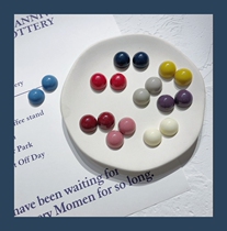 Japan-ROK winter day retro full and semi-circular candy color 925 silver ear nail dingirl Jane about Sugar Bean 100 lap ear clip