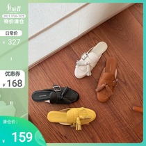 (Special clearance) is my favorite~The new tassel Baotou lazy half-drag Muller slippers women wear